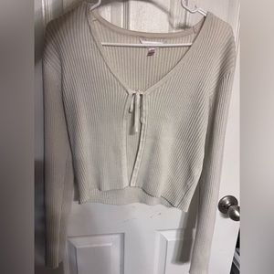 no boundaries, large, tie sweater, cream, white